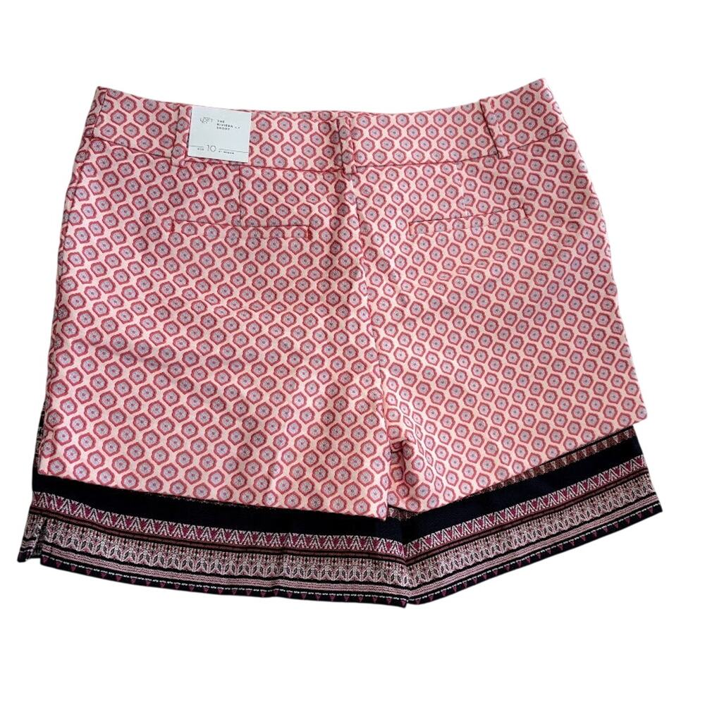 LOFT Jacquard Knit Riviera Shorts(2) Navy Aztec Pink Geometric Pattern Size 10 - Picture 2 of 16